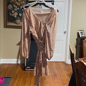 LC Lauren Conrad Shimmering Gold Midi Dress